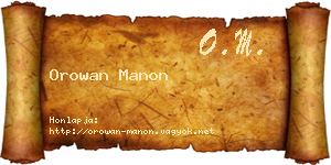 Orowan Manon névjegykártya